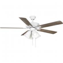 Progress P250077-030-WB - AirPro 52 in. White 5-Blade ENERGY STAR Rated AC Motor Ceiling Fan with Light