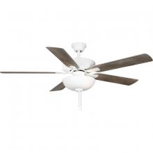 Progress P250078-030-WB - AirPro 52 in. White 5-Blade ENERGY STAR Rated AC Motor Ceiling Fan with Light