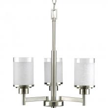 Progress P4458-09 - Alexa Collection Three-Light Brushed Nickel Etched Linen With Clear Edge Glass Modern Chan