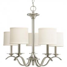 Progress P4635-09 - Inspire Collection Five-Light Brushed Nickel Off-White Linen Shade Traditional Chandelier