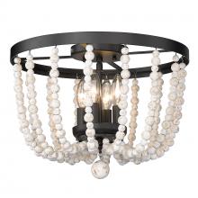 Golden 6890-FM BLK-CWB - Tabitha Flush Mount in Matte Black with Chippy Wood Beads