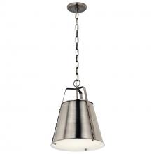  52710CLP - Etcher 13 Inch 1 Light Pendant with Etched Painted White Glass Diffuser in Classic Pewter