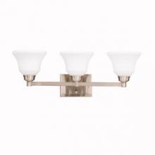  5390NI - Langford 26.25" 3 Light Vanity Light with Satin Etched White Glass in Brushed Nickel