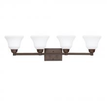  5391OZL18 - Langford 35" 4 Light LED Vanity Light with Satin Etched White Glass in Olde Bronze®