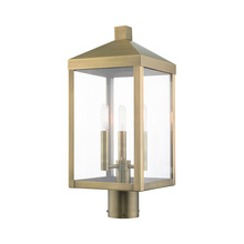  20592-01 - 3 Lt Antique Brass Outdoor Post Top Lantern