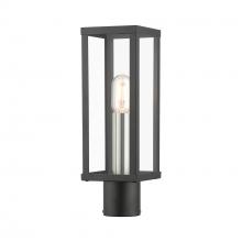  28034-04 - 1 Light Black Outdoor Post Top Lantern with Brushed Nickel Finish Accents