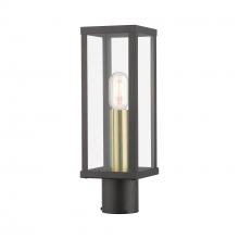  28034-07 - 1 Light Bronze Outdoor Post Top Lantern with Antique Gold Finish Accents