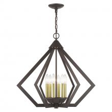  40926-92 - 6 Light English Bronze Chandelier with Antique Brass Finish Accents