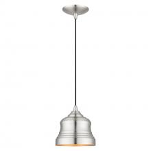  55901-91 - 1 Light Brushed Nickel Mini Bell Pendant with Gold Finish Inside