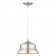  55902-91 - 1 Light Brushed Nickel Bell Pendant with Gold Finish Inside