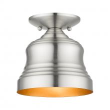  55909-91 - 1 Light Brushed Nickel Bell Petite Bell Semi-Flush with Gold Finish Inside