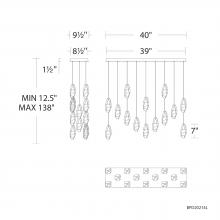  BPD20214LO-PN - Martini 14 Light 120-277V Multi-Light Pendant (Linear Canopy) in Polished Nickel with Clear Optic