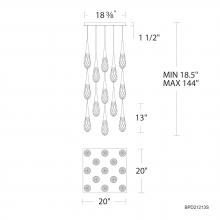  BPD21213S-PN - Hibiscus 13 Light 120-277V Multi-Light Pendant (Square Canopy) in Polished Nickel with Clear Optic