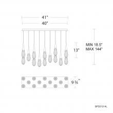  BPD21214L-PN - Hibiscus 14 Light 120-277V Multi-Light Pendant (Linear Canopy) in Polished Nickel with Clear Optic