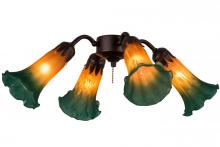  162971 - 19"W Amber/Green Pond Lily 4 LT Fan Light