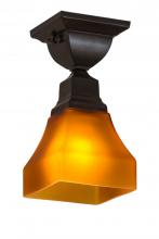  173750 - 5"Sq Bungalow Frosted Amber Flushmount