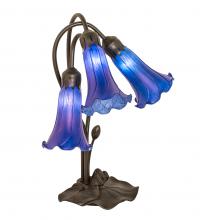  254291 - 16" High Blue Tiffany Pond Lily 3 Light Accent Lamp