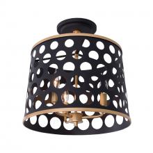  346S03MBFG - Bailey 3-Lt Pendant/Semi-Flush - Matte Black/French Gold