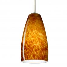 Besa Lighting 1BC-150918-SN-L - Besa Chrissy Pendant Satin Nickel Amber Cloud 1x50W Candelabra, 15Ft. Cord