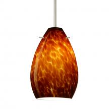 Besa Lighting 1BC-171318-SN-L - Besa Pendant Pera 6 Satin Nickel Amber Cloud 1x50W Candelabra, 15Ft Cord