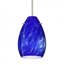 Besa Lighting 1BC-171386-SN-L - Besa Pendant Pera 6 Satin Nickel Blue Cloud 1x50W Candelabra, 15Ft Cord