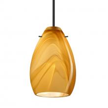 Besa Lighting 1BC-1713HN-BK-L - Besa Pendant Pera 6, Black Finish, Honey 1x50W Candelabra, 15Ft Cord