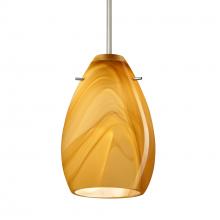 Besa Lighting 1BC-1713HN-SN-L - Besa Pendant Pera 6 Satin Nickel Honey 1x50W Candelabra, 15Ft Cord