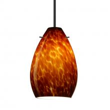 Besa Lighting 1BT-171318-BK-L - Besa Pendant Pera 6, Black Finish, Amber Cloud 1x50W Candelabra, 15Ft Cord