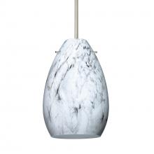 Besa Lighting 1BT-1713MG-SN-L - Besa Pendant Pera 6 Satin Nickel Marble Grigio 1x50W Candelabra, 15Ft Cord