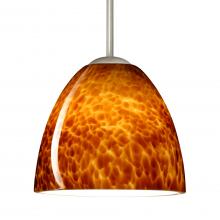 Besa Lighting 1BT-757218-SN-L - Besa Sasha Pendant Satin Nickel Amber Cloud 1x50W Candelabra, 15Ft. Cord