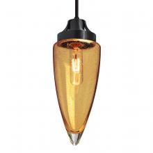 Besa Lighting J-SULUAM-BK-L - Besa, Sulu Cord Pendant For Multiport Canopy, Amber Bubble, Black Finish, 1x60W Mediu