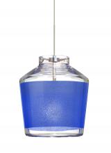 Besa Lighting X-PIC6BL-SN-L - Besa Pendant For Multiport Canopy Pica 6 Satin Nickel Blue Sand 1x50W Halogen, 15Ft.