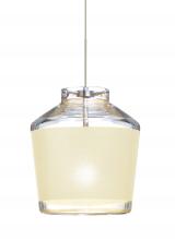 Besa Lighting X-PIC6CR-SN-L - Besa Pendant For Multiport Canopy Pica 6 Satin Nickel Creme Sand 1x50W Halogen, 15Ft.