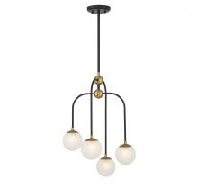  1-6697-4-143 - Couplet 4-Light Chandelier in Matte Black with Warm Brass Accents