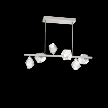  PLB0039-T6-BS-C-001-L3 - Gem 6pc Twisted Branch-Beige Silver-Clear Blown Glass-Threaded Rod Suspension-LED 3000K