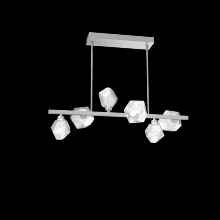  PLB0039-T6-CS-C-001-L1 - Gem 6pc Twisted Branch-Classic Silver-Clear Blown Glass-Threaded Rod Suspension-LED 2700K