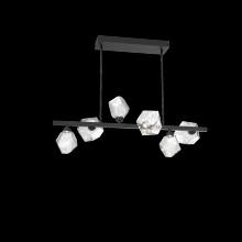  PLB0039-T6-MB-C-001-L1 - Gem 6pc Twisted Branch-Matte Black-Clear Blown Glass-Threaded Rod Suspension-LED 2700K