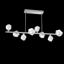  PLB0039-T8-CS-C-001-L1 - Gem 8pc Twisted Branch-Classic Silver-Clear Blown Glass-Threaded Rod Suspension-LED 2700K