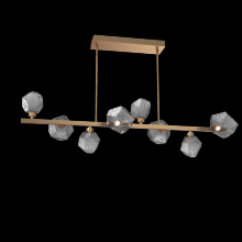  PLB0039-T8-NB-S-001-L3 - Gem 8pc Twisted Branch-Novel Brass-Smoke Blown Glass-Threaded Rod Suspension-LED 3000K