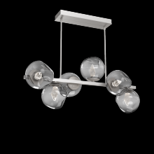 Hammerton PLB0086-T6-BS-GS-001-L3 - Luna 6pc Twisted Branch-Beige Silver-Geo Inner - Smoke Outer-Threaded Rod Suspension-LED 3000K