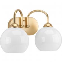  P300085-078 - Carisa Collection Two-Light Vintage Gold Opal Glass Mid-Century Modern Bath Vanity Light