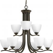 P400064-020 - Laird Collection Nine-Light Antique Bronze Etched Glass Traditional Chandelier Light