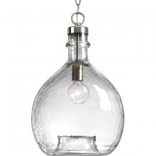 Progress P500064-009 - Zin Collection One-Light Brushed Nickel Clear Textured Glass Global Pendant Light