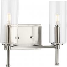  P300357-009 - Elara Collection Two-Light New Traditional Brushed Nickel Clear Glass Bath Vanity Light