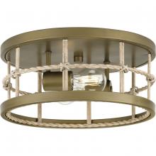  P350241-161 - Lattimore Collection 13 in. Two-Light Aged Brass Coastal Flush Mount