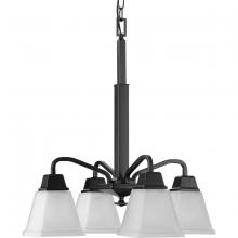  P400118-31M - Clifton Heights Collection Four-Light Modern Farmhouse Matte Black Etched Glass Chandelier Light