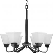  P400119-31M - Clifton Heights Collection Six-Light Modern Farmhouse Matte Black Etched Glass Chandelier Light