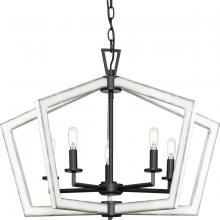  P400301-31M - Galloway Collection Five-Light 19.25" Matte Black Modern Farmhouse Chandelier with Distressed Wh