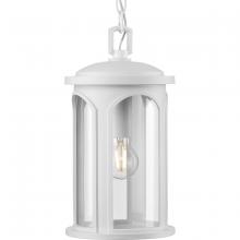  P550050-028 - Gables Collection One-Light Coastal Satin White Clear Glass Outdoor Wall Lantern