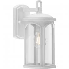  P560087-028 - Gables Collection One-Light Coastal Satin White Clear Glass Outdoor Wall Lantern